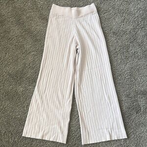Pink Ribbed Wide-Leg Sweater Pants XS